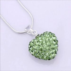 Green Puff Heart Necklace NWT New With Tags